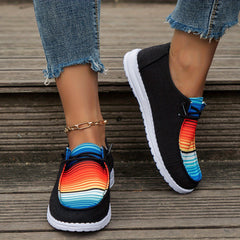 Women's Block Stripe Summer Shoes Thick Sole Casual Lightweight Shoes