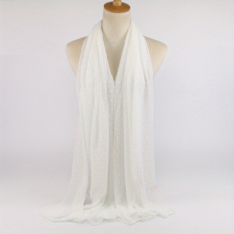 Fur Ball Chiffon Long Scarf Sun Protection Shawl Turban Head Scarf