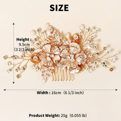 Floral Pearl Crystal Wedding Comb Bridal Hair Accessory