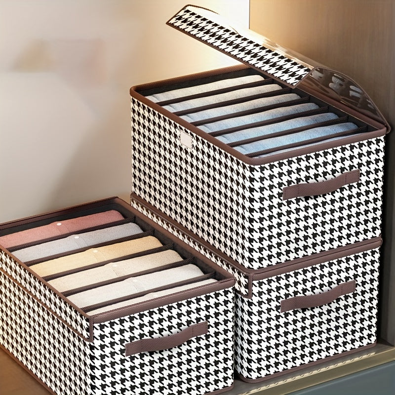 Houndstooth Storage Box Lightweight Dustproof Organizer