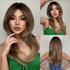 8 Cm Synthetic Dark Brown Straight Hair Wig for Women
