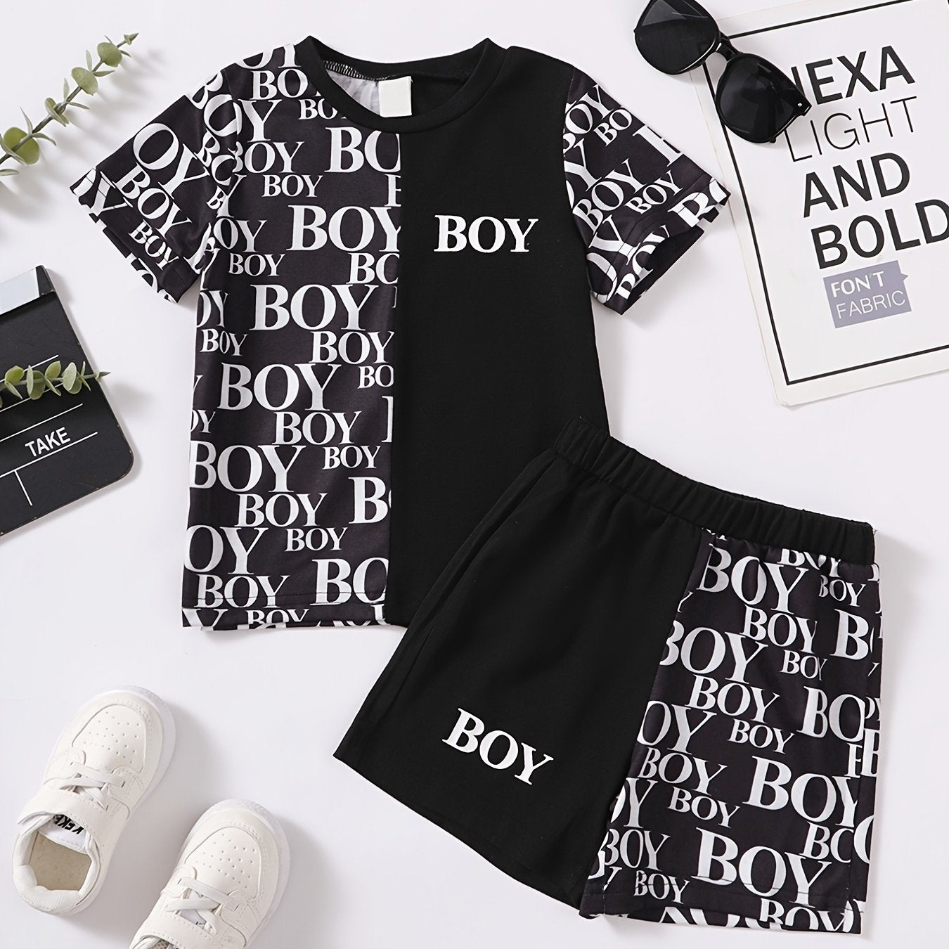 Boys Letter Pattern T-shirt & Shorts Set Summer Clothes