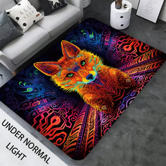 Fluorescent Pet Pattern Rug, UV Reactive, Non Slip Large Mat