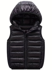Boys Winter Hooded Cotton Padded Vest Sleeveless Jacket