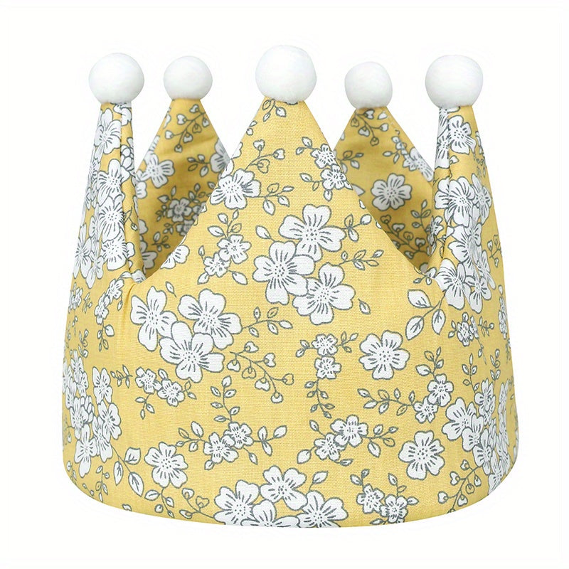 Baby Birthday Floral Crown Hat With Pom Pom Gift