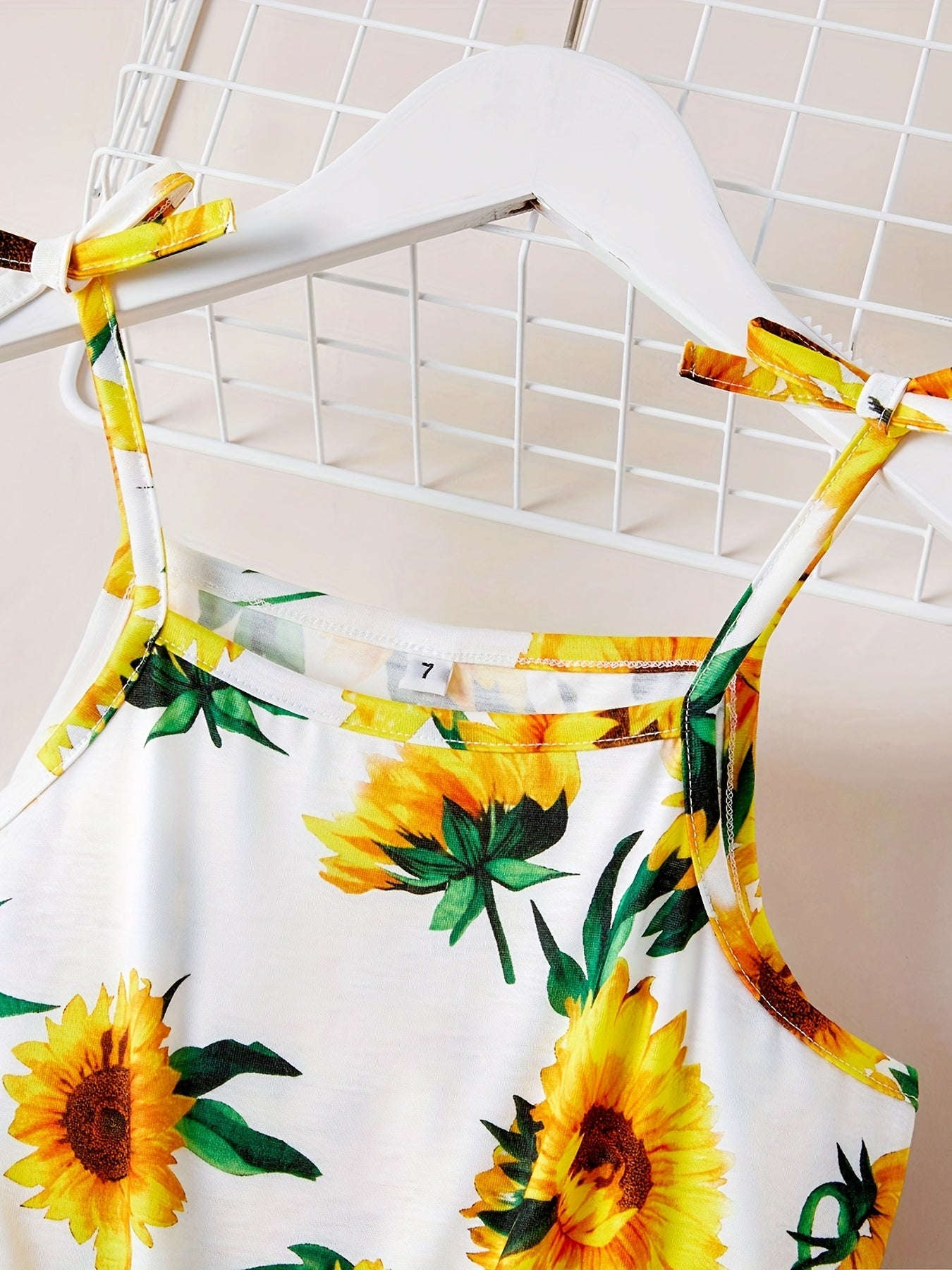 Girls Sunflower Graphic Cami Rompers Jumpsuits For Beach Vacation