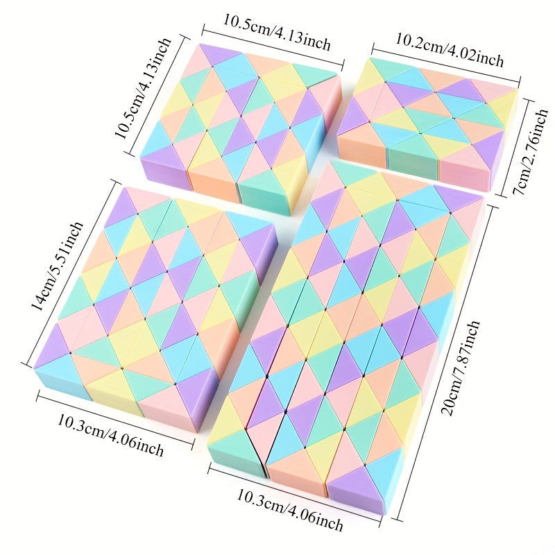 Colorful Snake Cube Puzzle Toy 72 Wedges ABS Plastic Fun Educational Gift