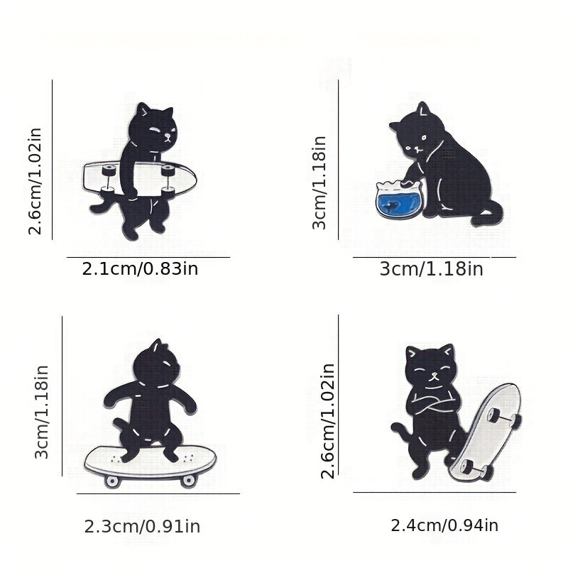 Cartoon Cat Enamel Pin Set - Fun Animal Jewelry for Boys and Girls