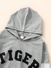 Boy's Tiger Print Hoodie & Sweatpants Set for Spring Fall