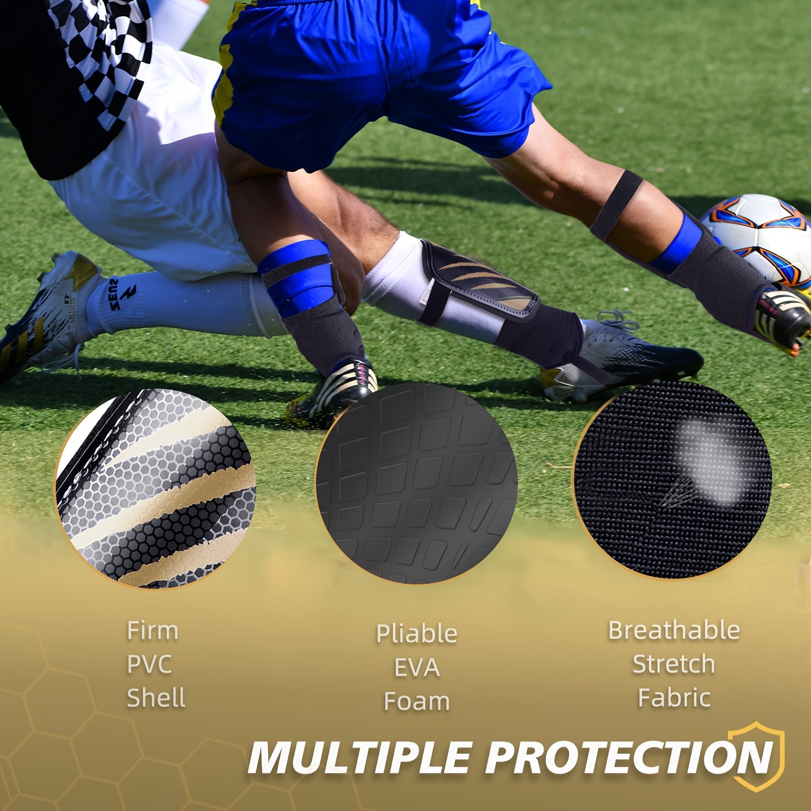 Double Layer Adjustable Soccer Shin Guards Lightweight Knee Protective Gear