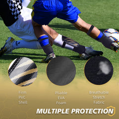 Double Layer Adjustable Soccer Shin Guards Lightweight Knee Protective Gear