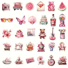 60 Pink Retro Holiday Sticker Set for Skateboard Waterproof Decals