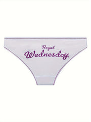 7 Pack Plus Size Letter Print Panties Women's Plus Knot Front Lingerie