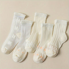 5Pairs Kids Summer Thin Mesh Breathable Lace Up Boat Socks