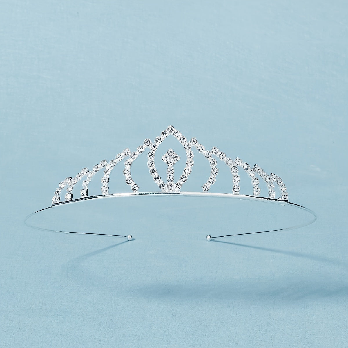 Silvery Princess Tiara Crystal Crown For Birthday Party
