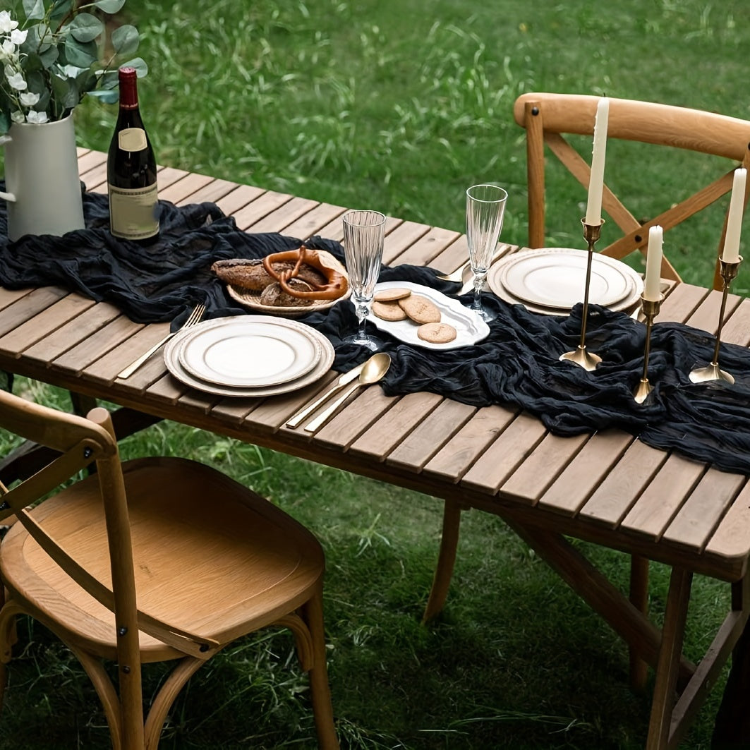 Polyester Table Runner Green Cheesecloth Gauze Bohemian Burgundy
