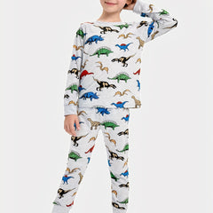 Boys Dino Graphic Loungewear Set Long Sleeve Pullover Top & Pants PJ Set