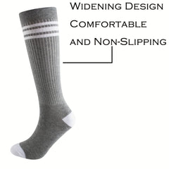 3 Pairs Kids Cotton Knee High Tube Socks Triple Stripes Athletic Socks Boys