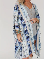 Women's Plus Geometric Print Long Sleeve Cardigan