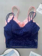 2pcs Lace Wireless Bras Comfy Breathable Double Straps Women's Lingerie