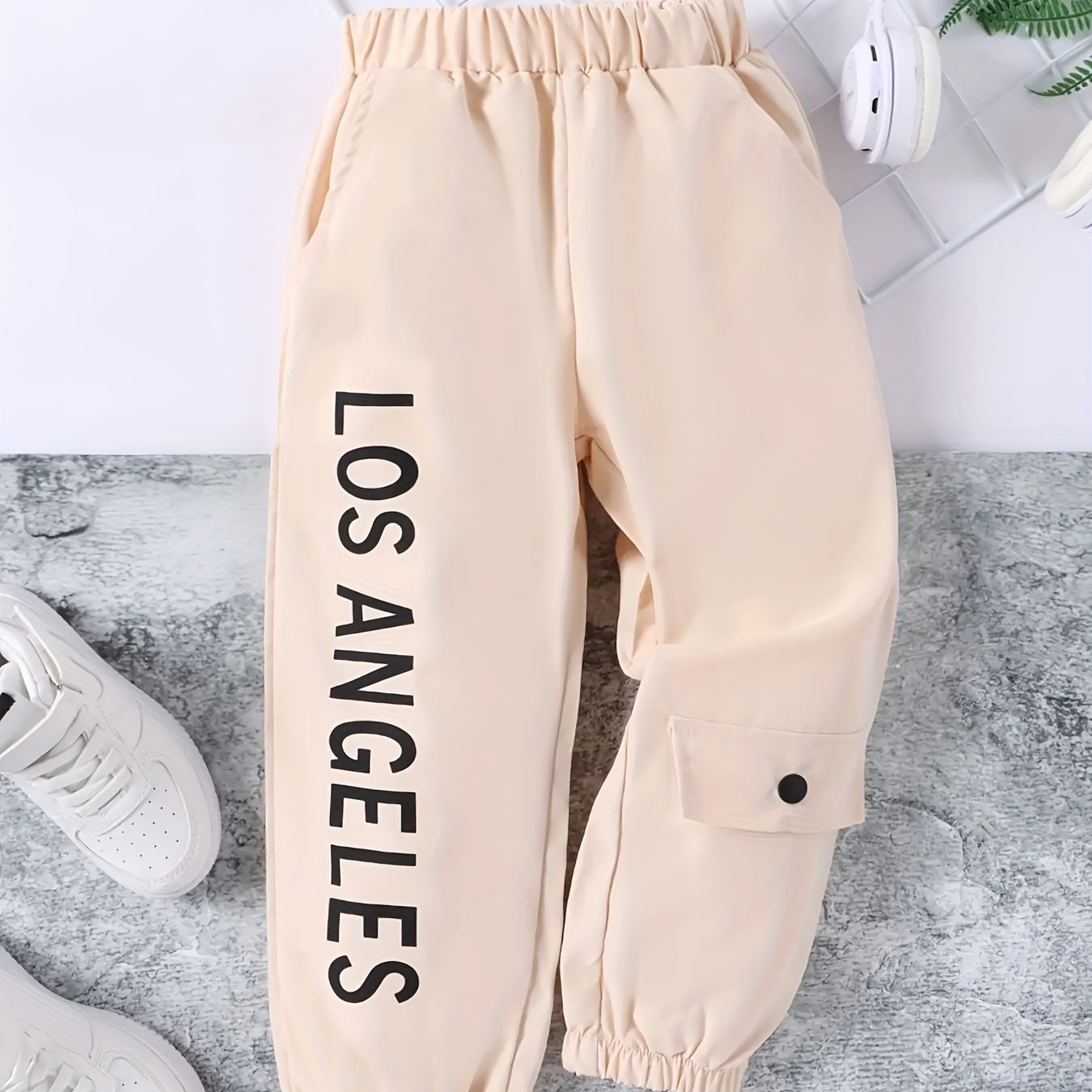 Girls' Letter Print Cargo Pants Street Casual Jogger Trousers