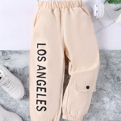 Girls' Letter Print Cargo Pants Street Casual Jogger Trousers