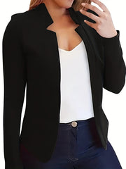 Solid Open Front Blazer Long Sleeve Work Office Outerwear