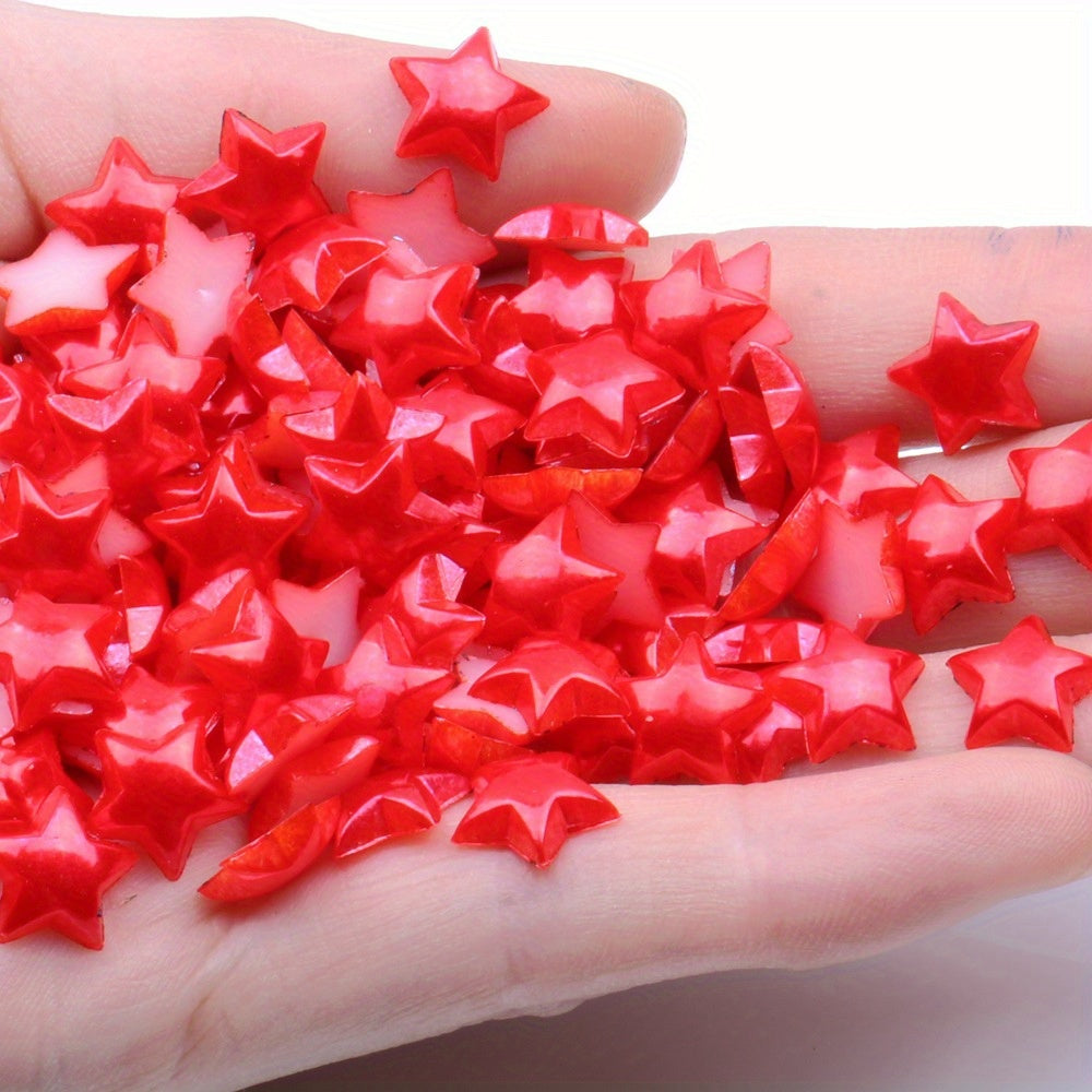 100pcs 10mm Resin Coloured Star Pearls Flatbacks DIY Christmas Crafts