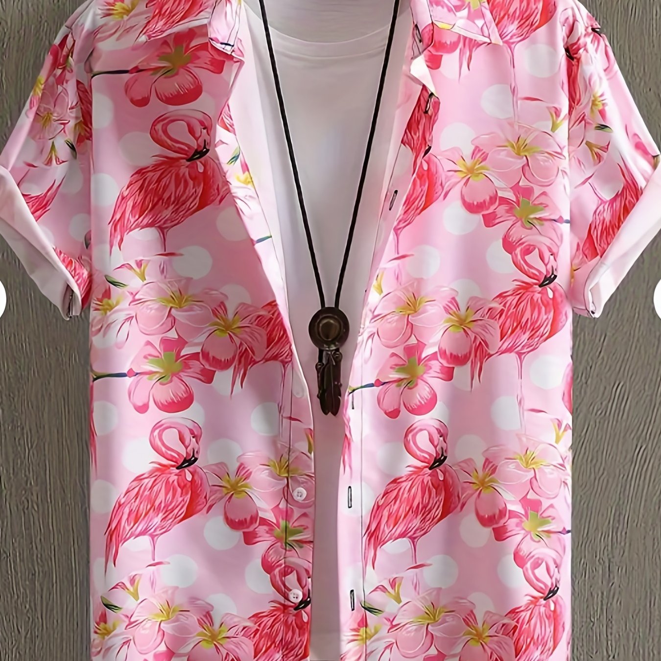 Flamingo Print Men's Casual Short Sleeve Shirt for Summer