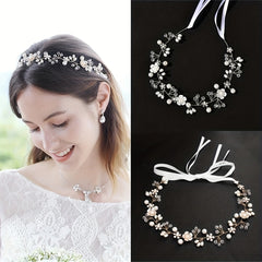 Faux Pearl Headband with Veil Wedding Bridal Headwear