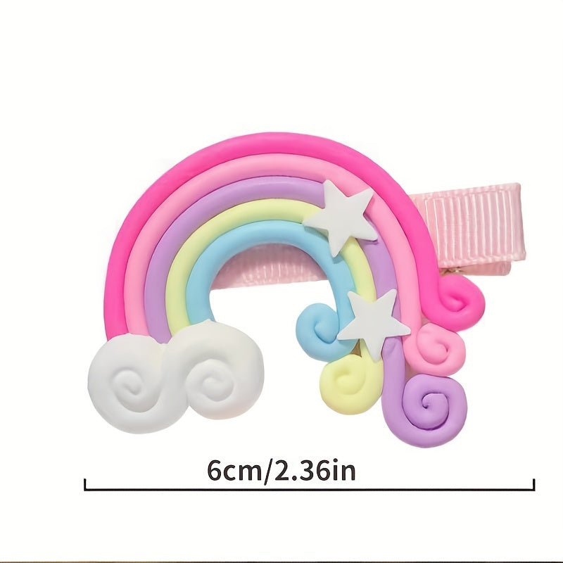 3pcs Cartoon Rainbow Cloud Lollipop Hair Clips for Baby Girls