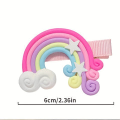 3pcs Cartoon Rainbow Cloud Lollipop Hair Clips for Baby Girls