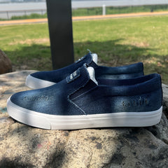 Men's Distressed Denim Slip-On Loafers Lightweight Breathable Walking Shoes
