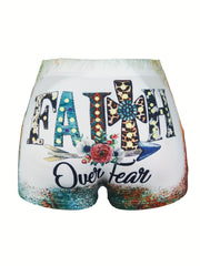 Women's Plus Size Western Style Floral Tie Dye Elastic High Rise Shorts