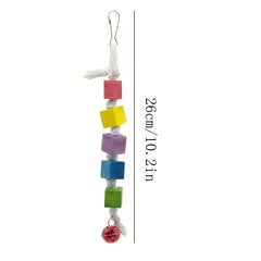 Colorful Wooden Parrot Swing Toy for Chewing with Cage Accessories
