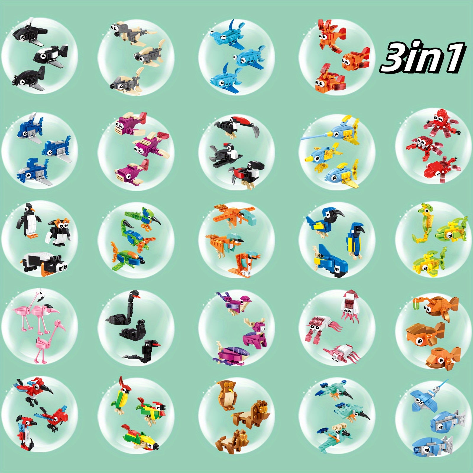 24pcs Animal Building Set Educational DIY Toy Dinosaur Figures ABS Material