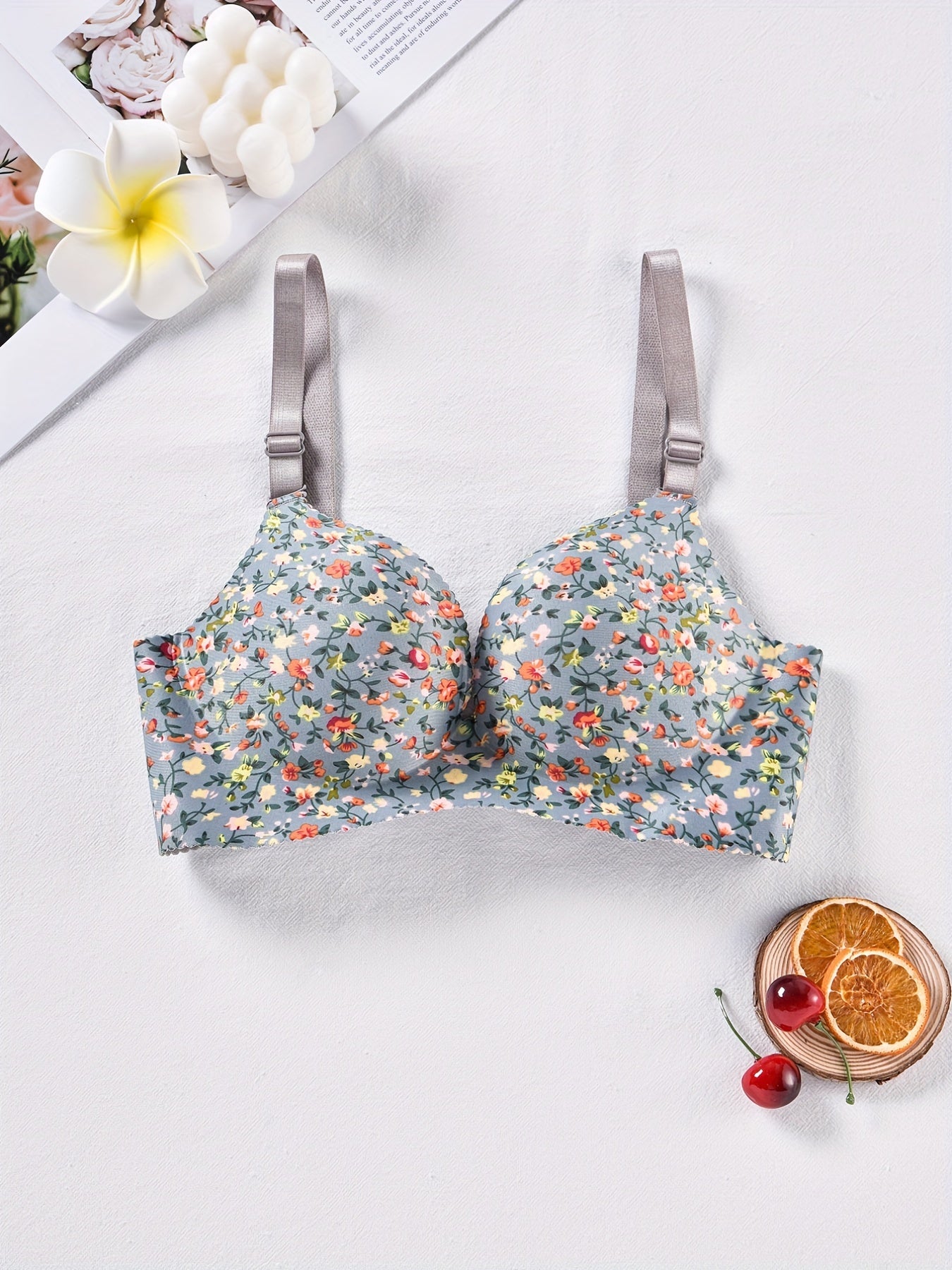 Floral Print Push Up Bra Women's Lingerie