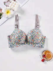 Floral Print Push Up Bra Women's Lingerie