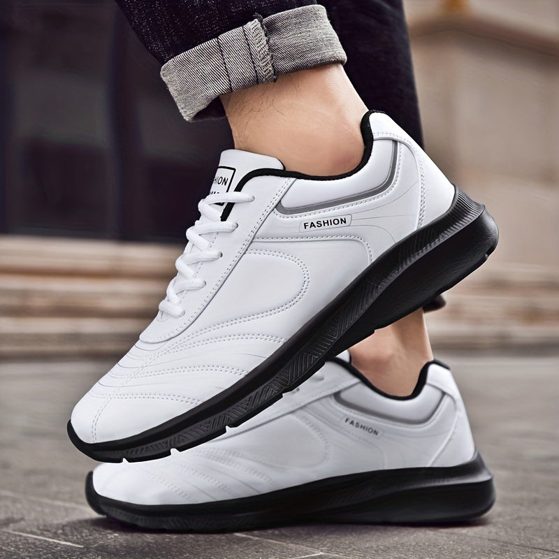 Men's Lace up Sneakers Comfortable PU Leather Upper
