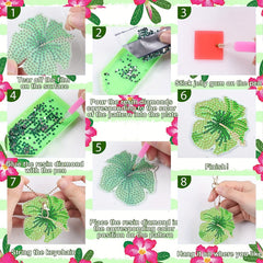 10pcs Tropical Floral Diamond Key Chain DIY Crafts