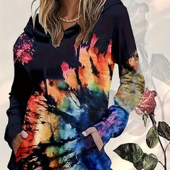 Tie Dye Long Sleeve Hoodie with Pockets