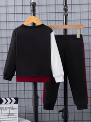 Boy's Letter Print 2pcs Sweatshirt & Sweatpants Set for Spring Fall