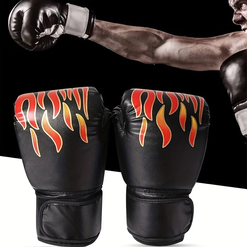 1pc Flame Pattern Boxing Sanda Gloves