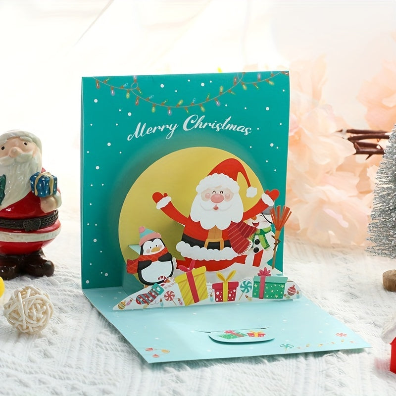 3D Christmas Greeting Card Handcraft Flip Gift Blessing Message Small Card