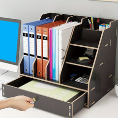 Wooden Office Supplies Storage Box Drawer Type File Box Wooden Storage Rack
