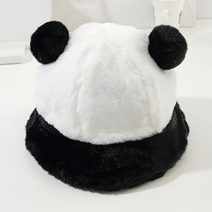 Panda Fisherman Hat Winter Plush Ear Protection Bucket Hat Warm Hat
