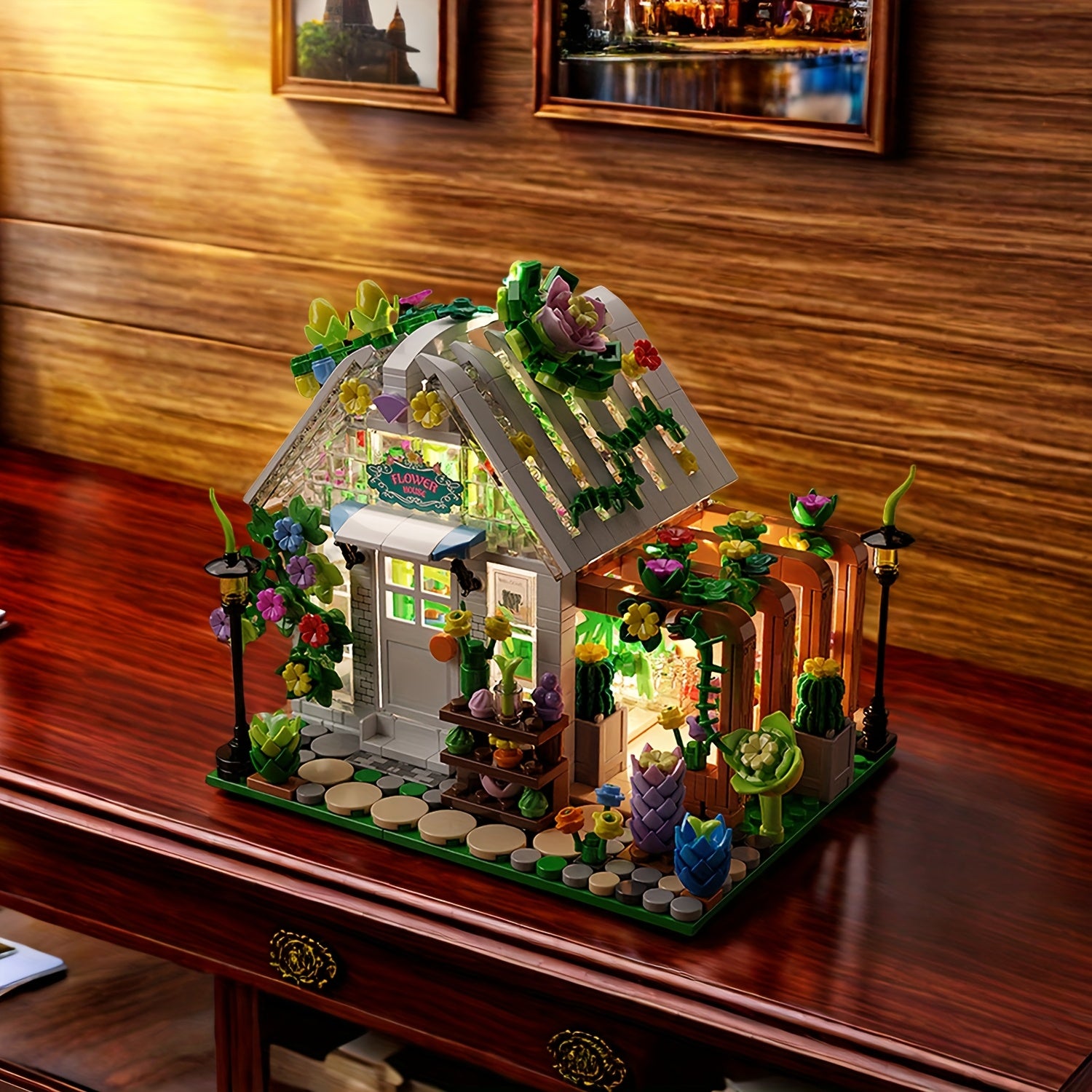 Village Inn Model Kit with LED Light for Adults and Teenagers 6 Years Old