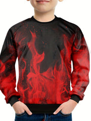 Kids Flame Elements 3D Print Tee Shirt Loose Sports Top