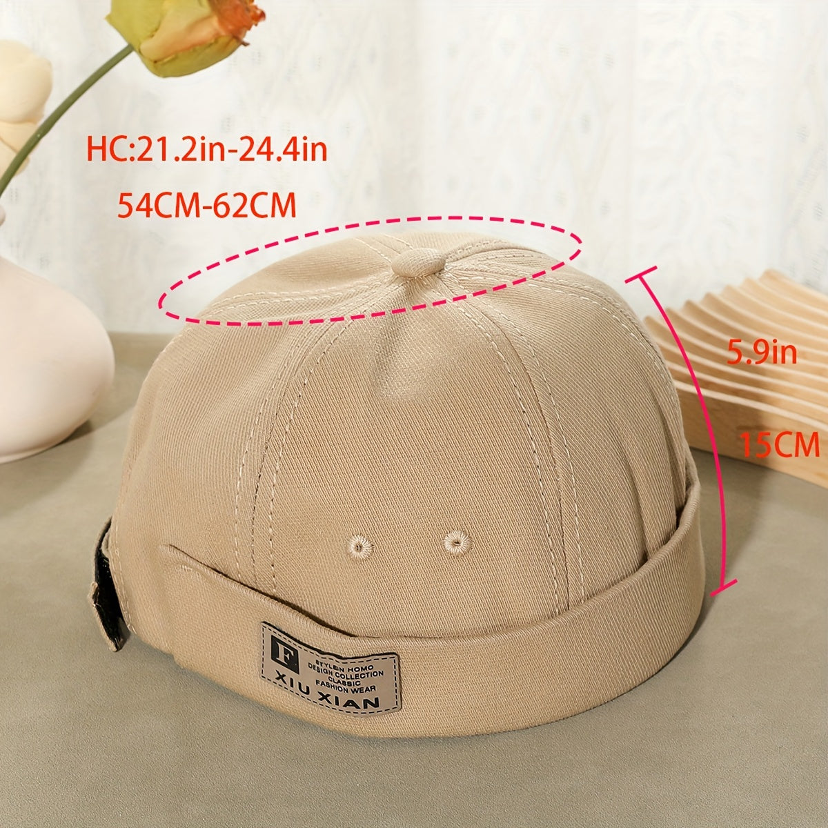 Beige Cotton Sunshade Skullies & Beanies Hat Alphabets Men Women
