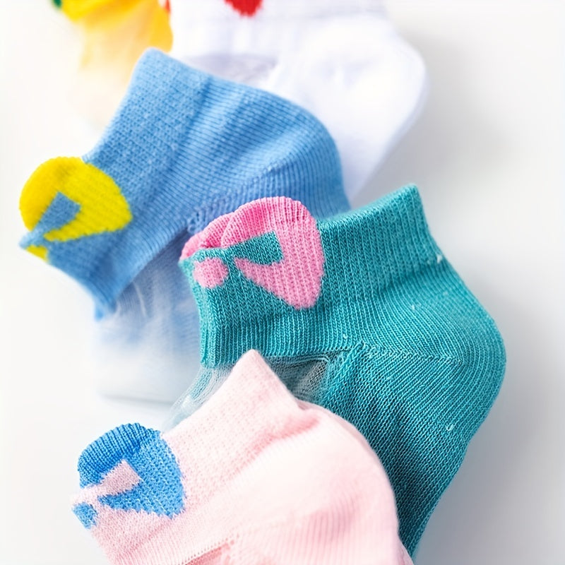 5 Pairs Girls Cartoon Low Cut Ankle Socks - Summer Kids Short Socks